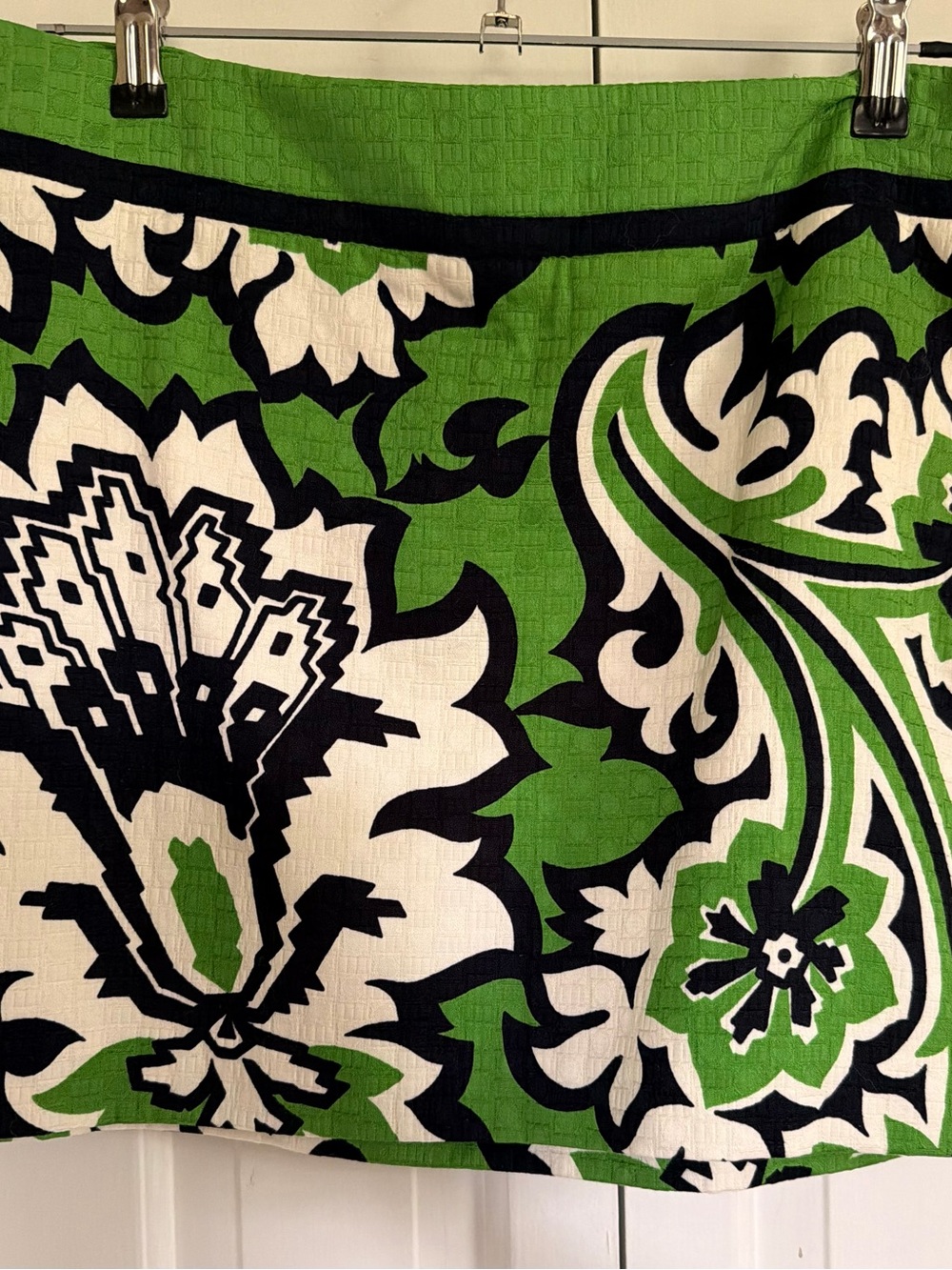 Milly Green Black & White Floral-Print Mini Skirt